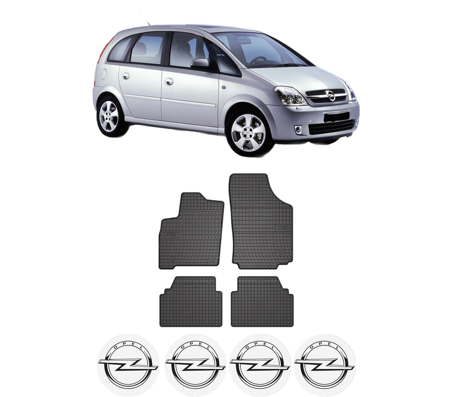 Set covorase presuri OPEL MERIVA A MPV (X03) din 2003-2010, auto, din cauciuc thermoplastic, 4 Stickere auto cu OPEL