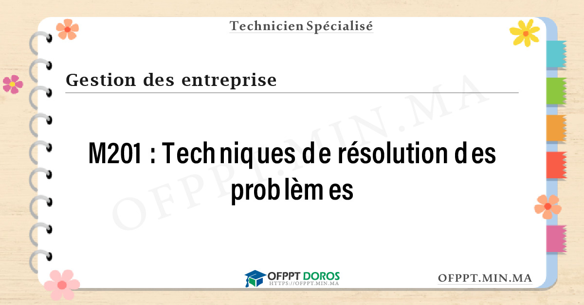 Sommaire détaillé du cours Techniques de résolution des problèmes M201 OFPPT - Structure du module
