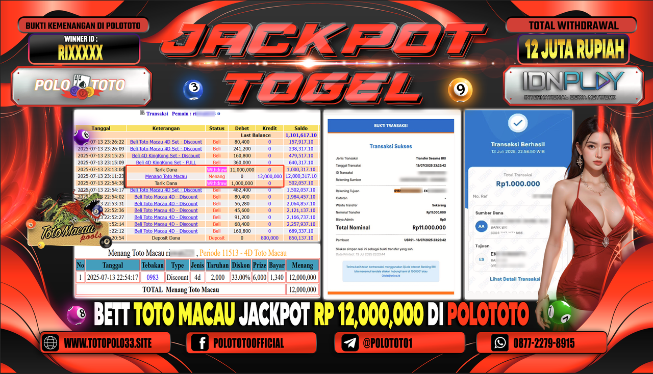 POLOTOTO JACKPOT TOGEL TOTO MACAU Rp.12.000.000,-
