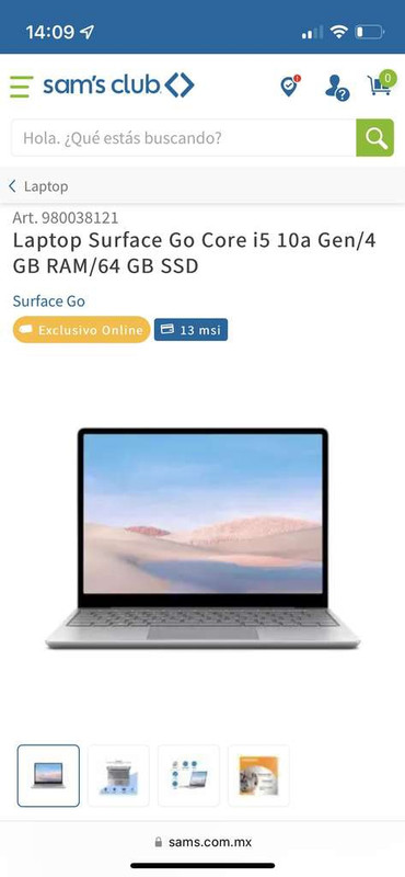 Sam&'s Club: Surface laptop GO i5 10a Gen/4 GB RAM/64 GB SSD 
