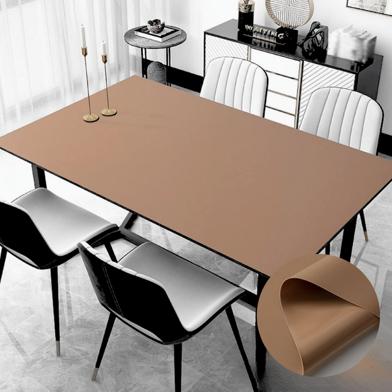 Leather Table Cover Coffee Golden Brown (2)