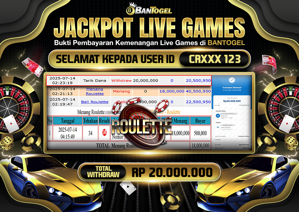 BUKTI JACKPOT LUNAS BANTOGEL