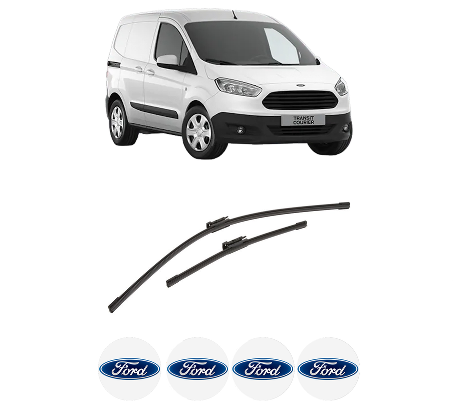 Set stergatoare auto FORD TRANSIT COURIER B460 Box Body/MPV din 2014-2023, pentru parbriz auto, 2 bucati, Bosch Aerotwin, din cauciuc siliconat rezistent, 4 Stickere Auto FORD