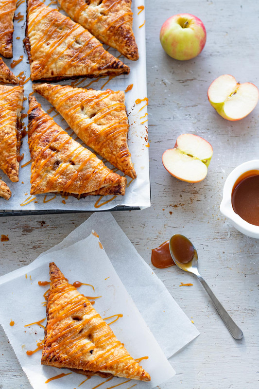 French apple turnovers with salted caramel sauce