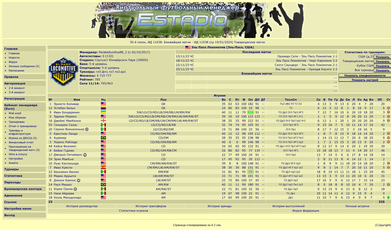 Эль Пасо Локомотив (Эль-Пасо, США) - виртуальный футбольный менеджер Эстадио