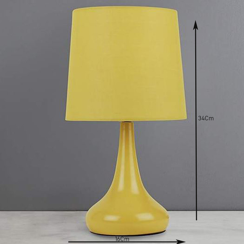 Pair Yellow Touch Table Lamps Lights Bedside Bedroom Mustard Ochre Tear
