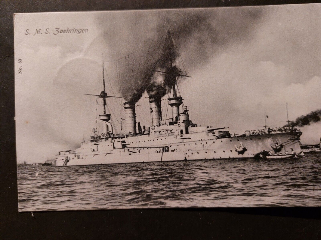 Feldpost Karte Marine S.M.S.Zähringen 1914 Hamburg gelaufen Schlachtkreuzer
