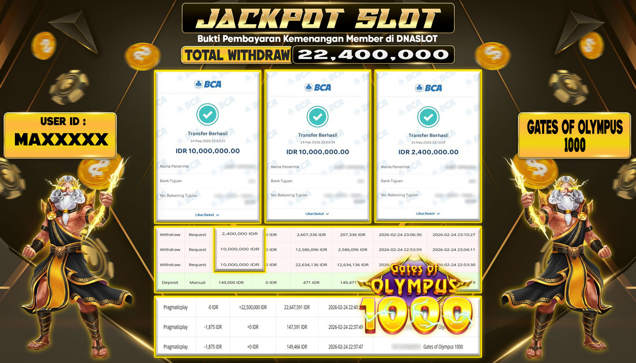 JACKPOT SLOT GATES OF OLYMPUS 1000 24 FEBRUARI 2026