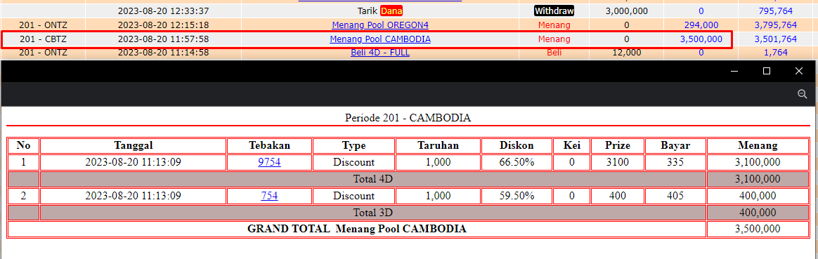 Bukti JP togel hari ini