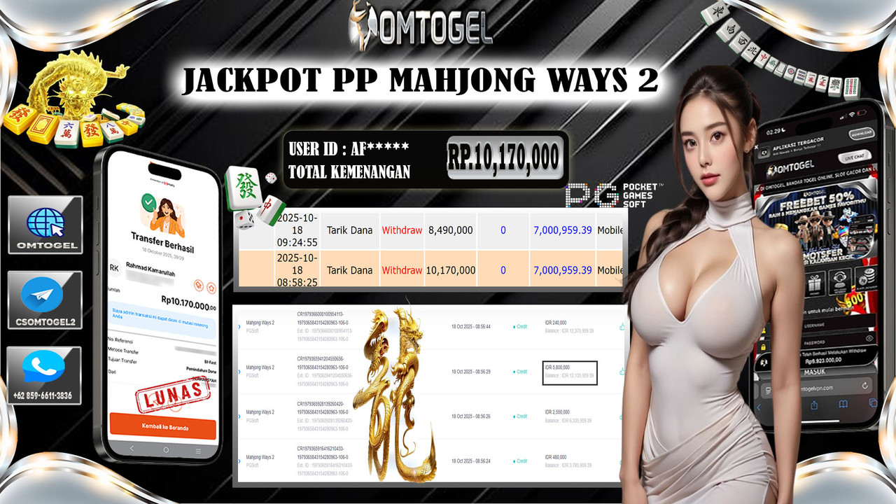 OMTOGEL JACKPOT PGSOFT MAHJONG WAYS 2 10 JUTA DI BAYAR LUNAS ,-