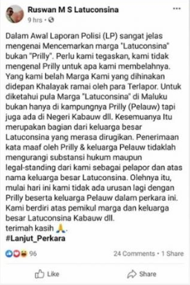 Pihak pelapor kasus Andre dan Rina sindir Prilly Latuconsina