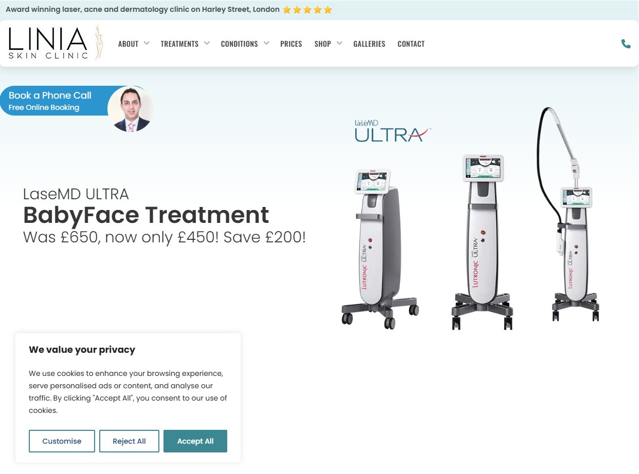 Linia skin clinic lasemd devices for BabyFace laser treatment.