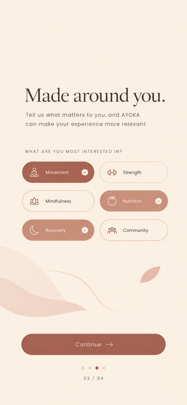 AYOKA onboarding screen three