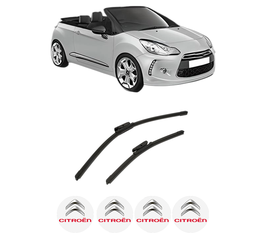 Set stergatoare auto CITROEN DS3 Convertible din 2013-2015, pentru parbriz auto, 2 bucati, Bosch Aerotwin, din cauciuc siliconat rezistent, 4 Stickere Auto CITROEN