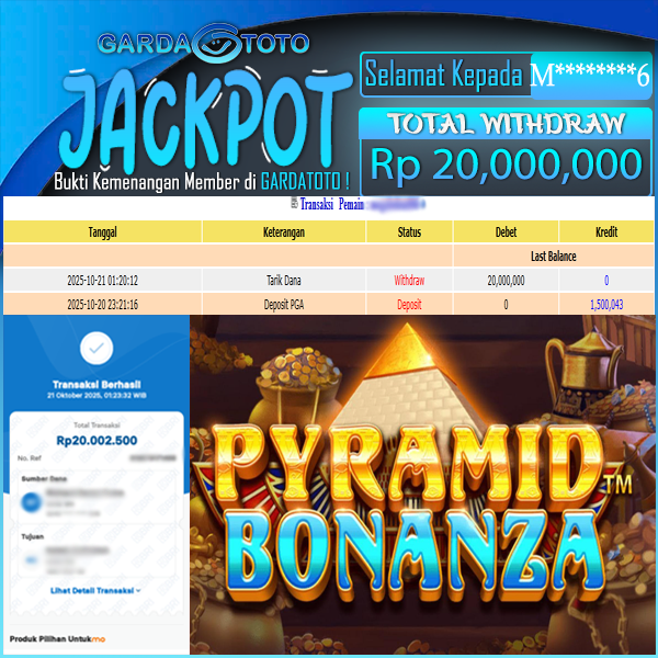JACKPOT DI PERMAINAN SLOT PYRAMID BONANZA WD Rp 20.000.000,- DIBAYAR LUNAS GARDATOTO MANTAP !