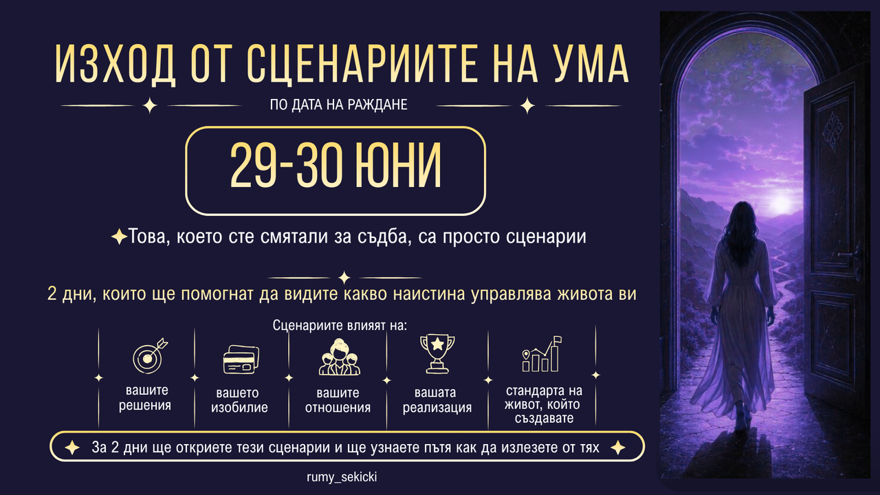 Изход от сценариите на ума — 29-30 юни