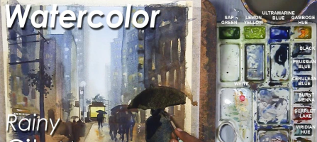 Watercolor Rainy Cityscape | Monsoon Painting | step by step for Intermediate learner