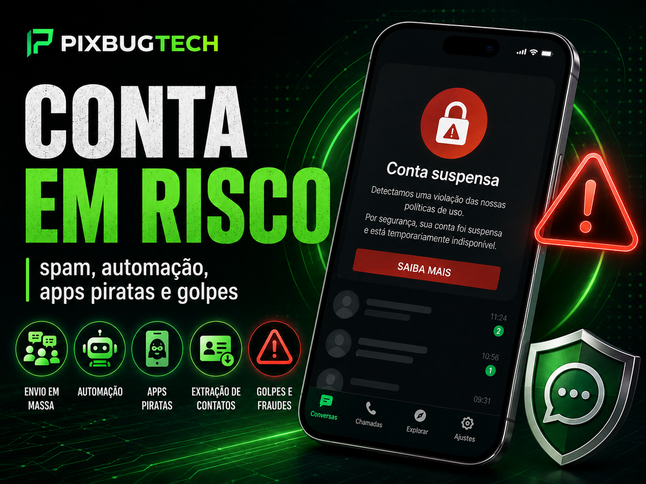 WhatsApp pode banir sua conta por spam, apps piratas e golpes e os riscos vão além de seis motivos