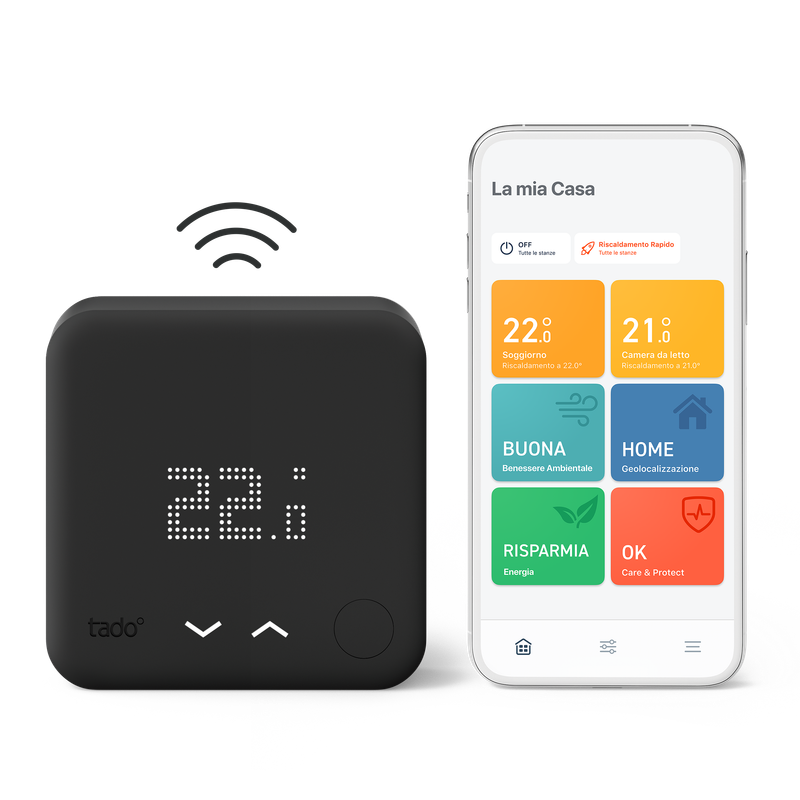 TADO¬∞ termostato kit di base V3+, Termostato Intelligente Wireless, Compatibile con Alexa e Google Assistant, Nero