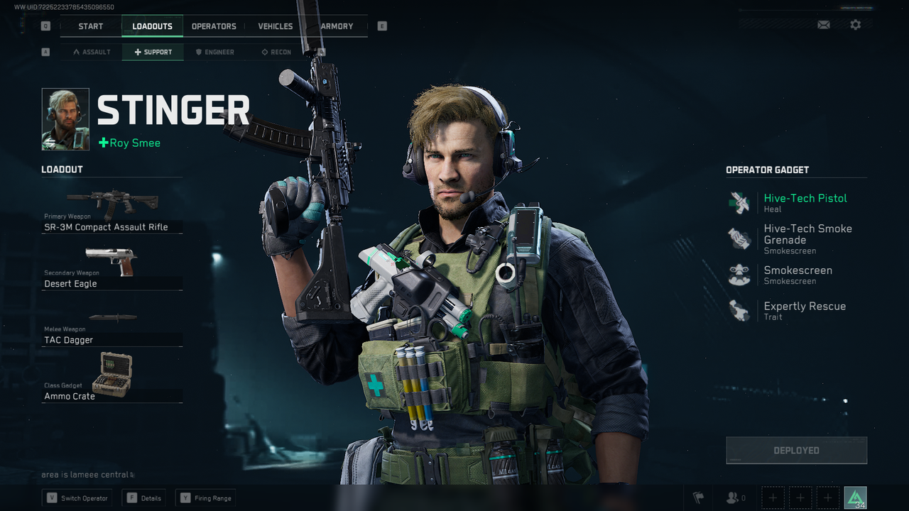 Delta Force Warfare Loadout Screen