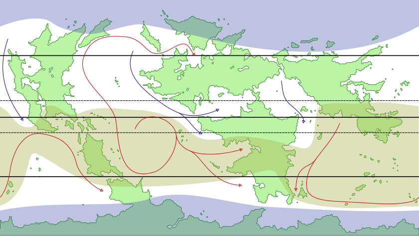 Carte du monde courants marins
