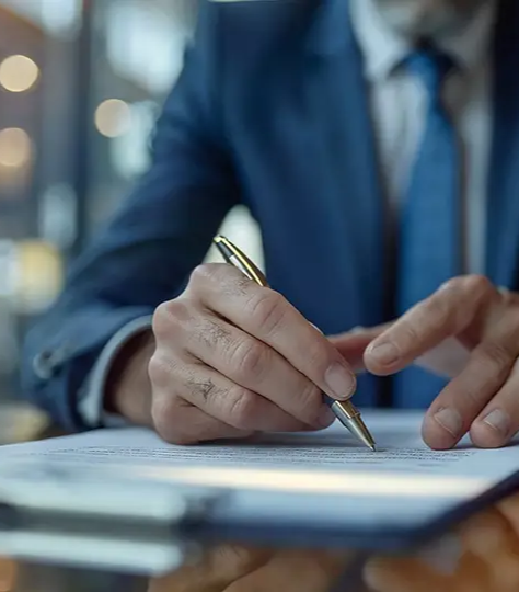 Professional signing a document