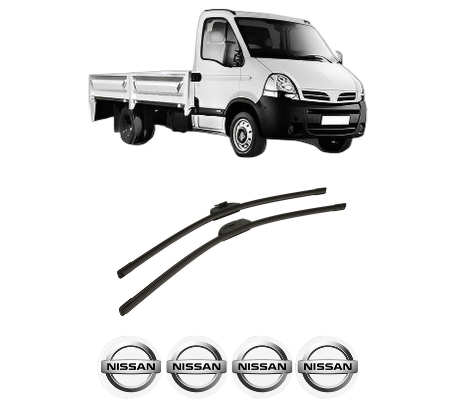 Set stergatoare auto NISSAN INTERSTAR Platform/Chassis (X70) din 2003-2006, pentru parbriz auto, 2 bucati, Bosch Aerotwin Retro Truck, din cauciuc siliconat rezistent, 4 Stickere Auto NISSAN
