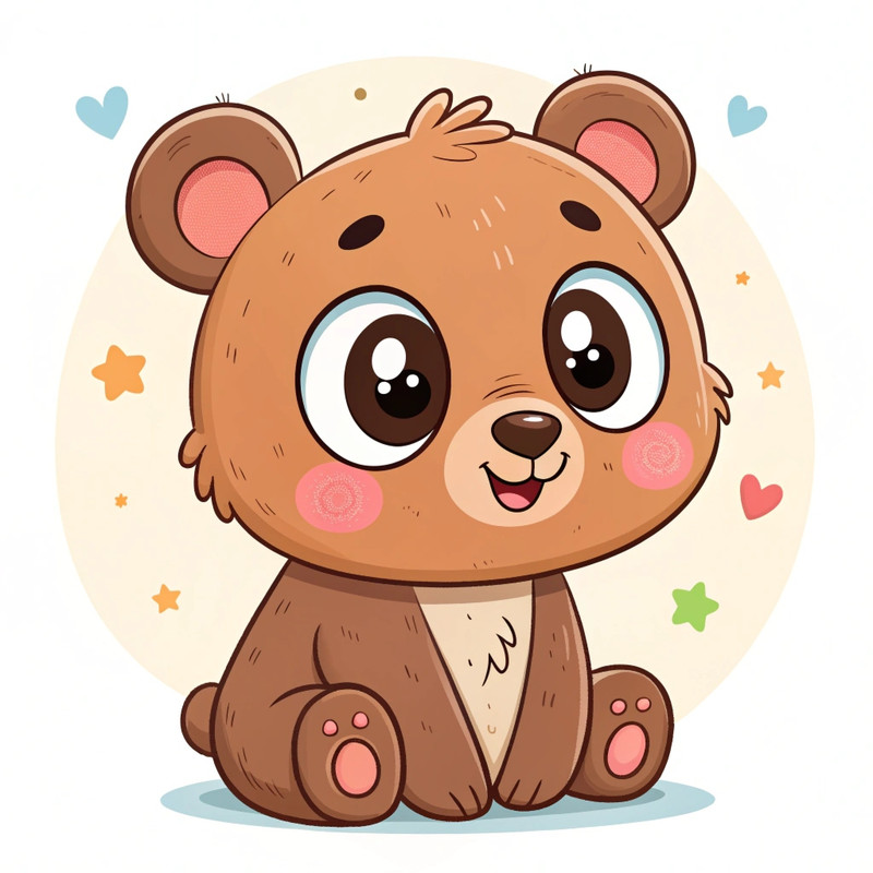 cute cartoon bear sitting cute expression (6)