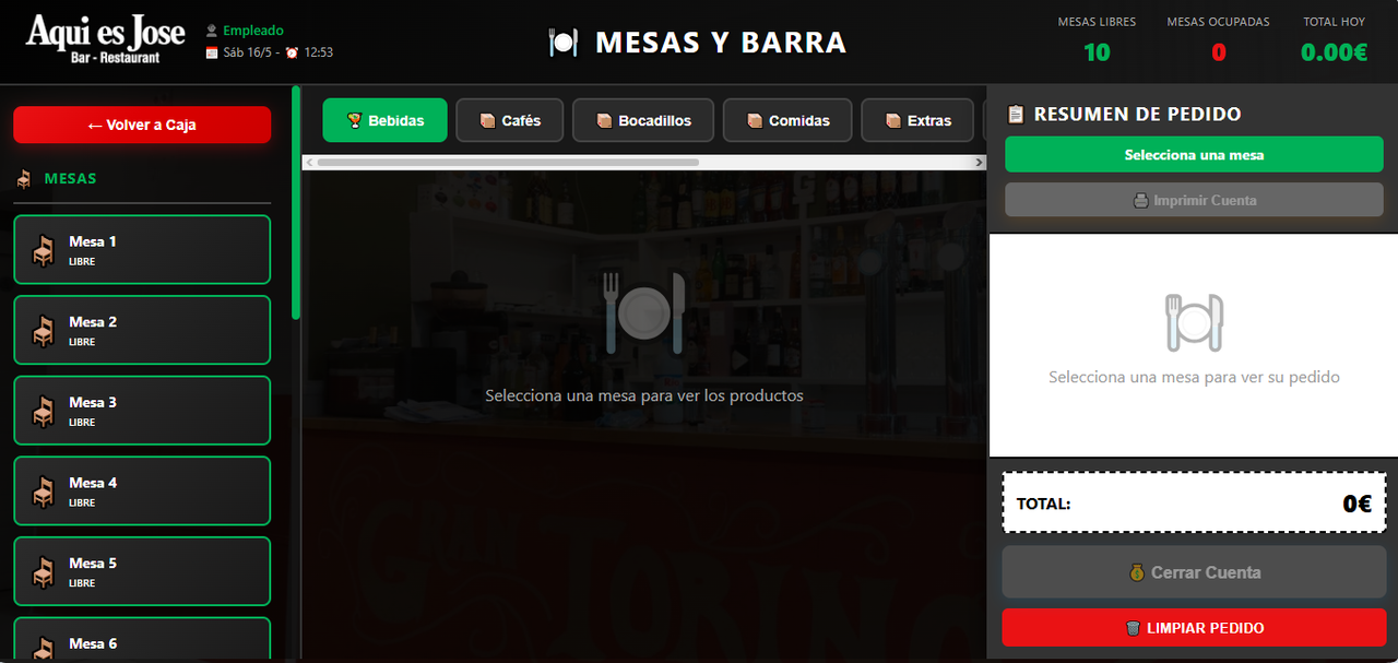 Gestión visual de mesas y barra — WirchiLive TPV