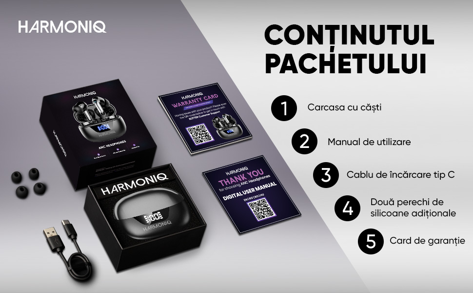 Casti ANC top compatibil Android iOS