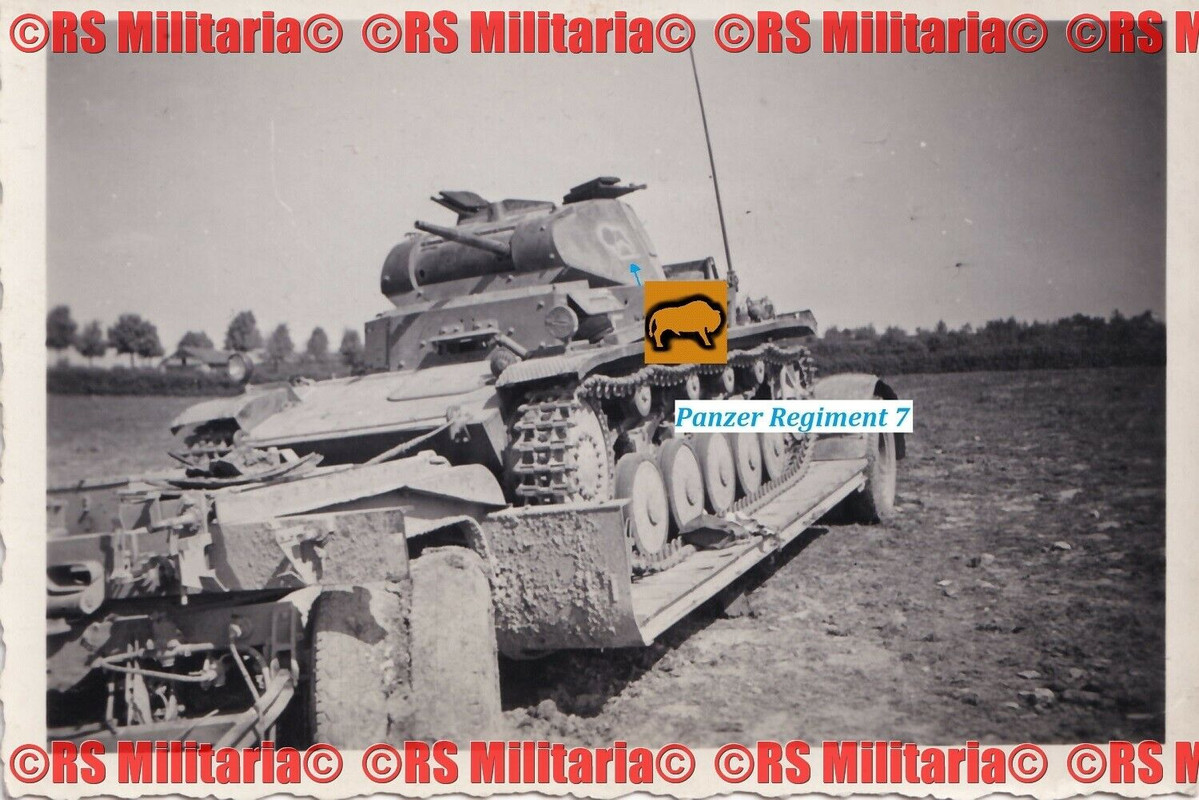 Panzer 2 P II Kennung Büffel Bison Panzer Rgt 7 PR 7 auf Tieflader