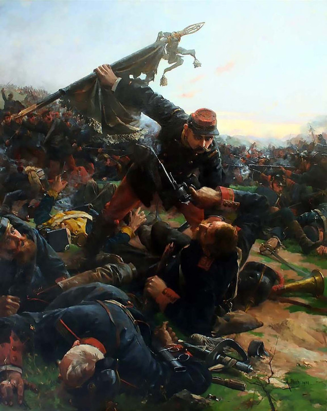 Franco prusiana Mars la Tour El segundo teniente Chabal captura una bandera prusiana en la batalla d