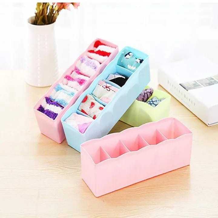 5-Grid Plastic Drawer Organizer