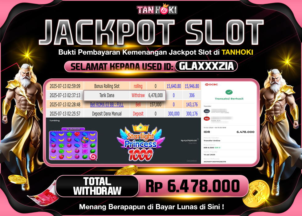 TANHOKI JACKPOT SLOT STARLIGHT PRINCESS 1000 Rp.6.478.000,- LUNAS