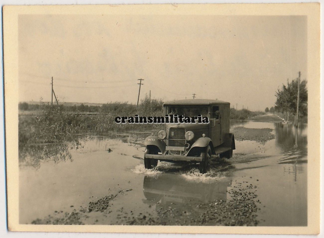 Orig. Foto Ford Lieferwagen b. Überschwemmung Bunker Linie OSOWI