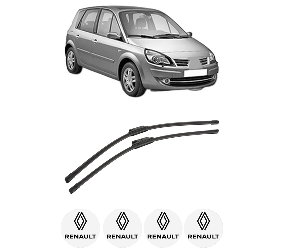 Set stergatoare auto RENAULT SCENIC III (JZ0/1_) din 2008-2016, pentru parbriz auto, 2 bucati, Bosch Aerotwin, din cauciuc siliconat rezistent, 4 Stickere Auto RENAULT