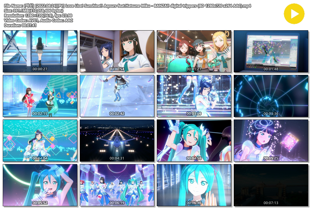 [2022.08.24][PV] Love Live! Sunshine!! Aqours feat.Hatsune Miku - BANZAI! digital trippers (BD 1280x720 x264 AAC).mp4_里番ac,好看的里番acg资源