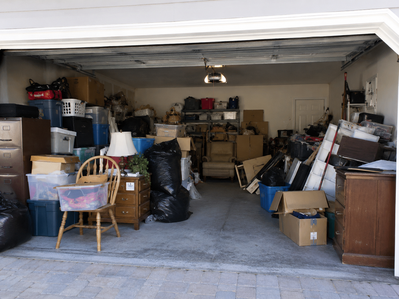 Garage before junk removal cleanout by JOCKS
