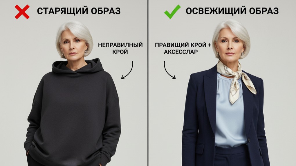 Сравнение стилевых ошибок женщин после 60: как правильно подбирать одежду по фигуре