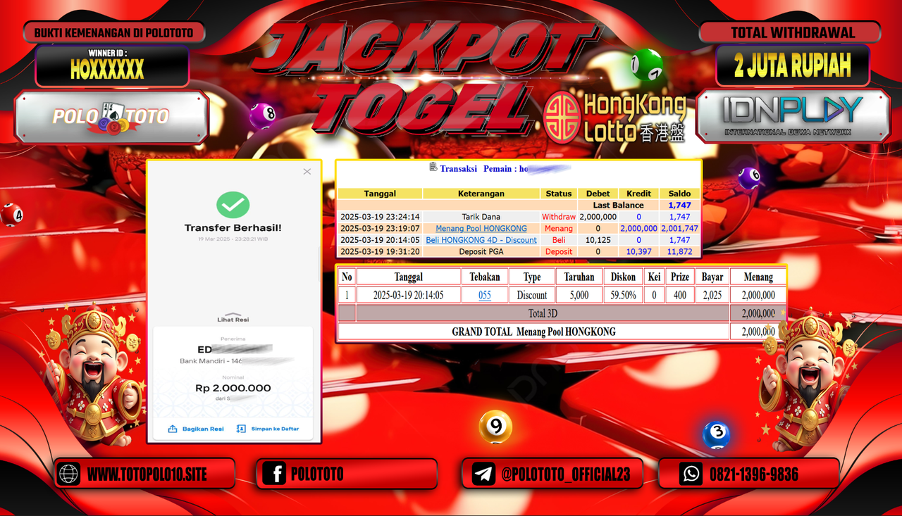 POLOTOTO JACKPOT TOGEL PASARAN HONGKONG Rp.2.000.000,-