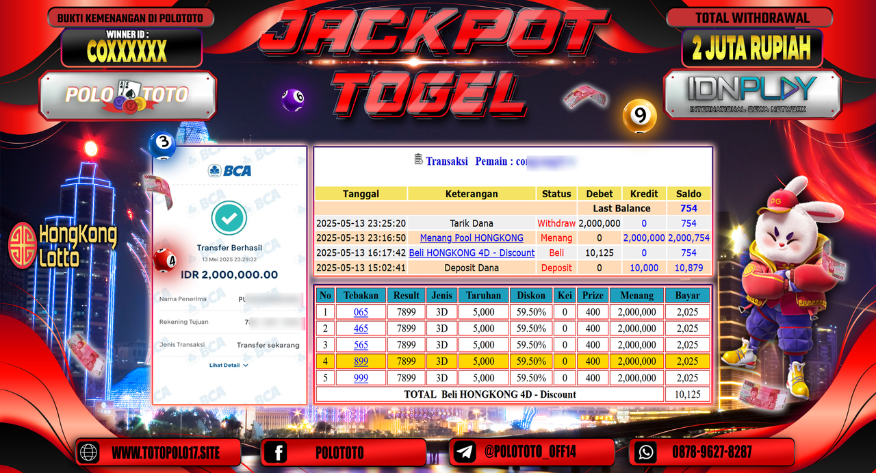 POLOTOTO JACKPOT TOGEL HONGKONG LOTTO Rp.2.000.000,-
