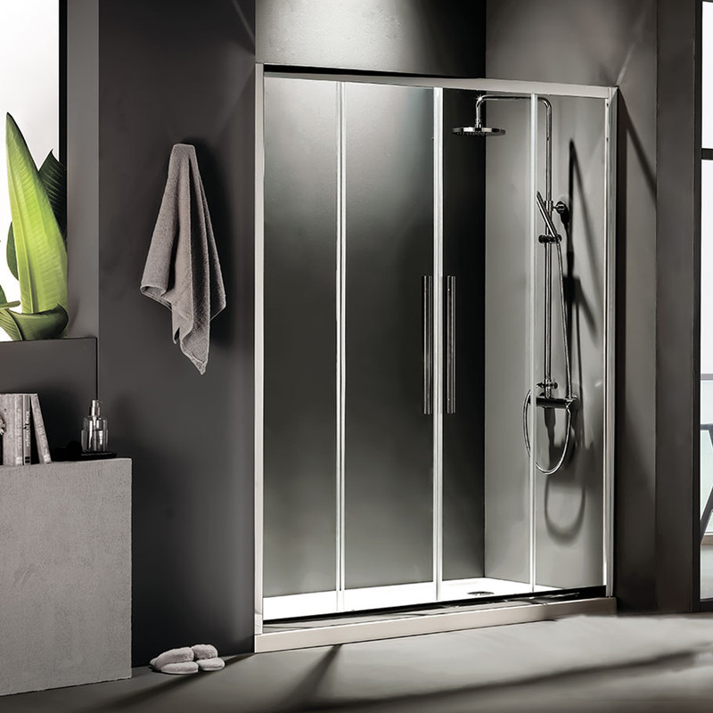 Συρόμενες Πόρτες Καμπίνας Ντουζιέρας Flow Slider 2+2 Devon Clean Glass Chrome