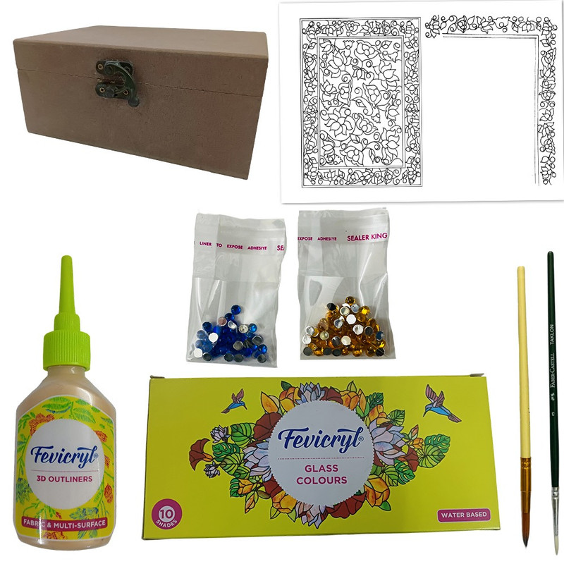 Meenakari Art On Box DIY Kit by Penkraft