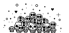 pixel art of a pile of skulls