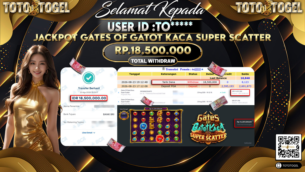 Bukti Pembayaran Jackpot Slot Gates Of Gatot Kaca Super Scatter ID:TO*****LUNAS