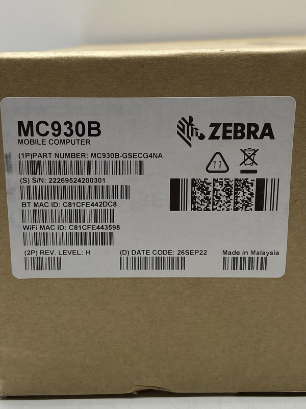 ZEBRA MC930B-GSECG4NA BARCODE SCANNER MOBILE HANDHELD COMPUTER WITH BATTERY