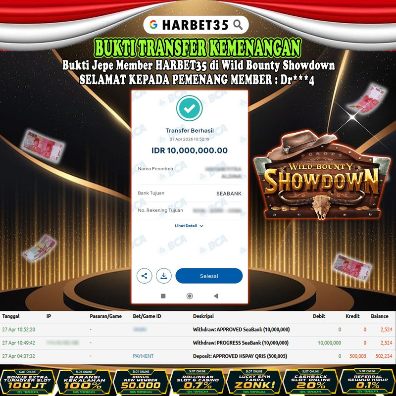 HARBET35 JEPE! Di Wild Bounty Showdow Rp 10.000.000,- LUNAS!