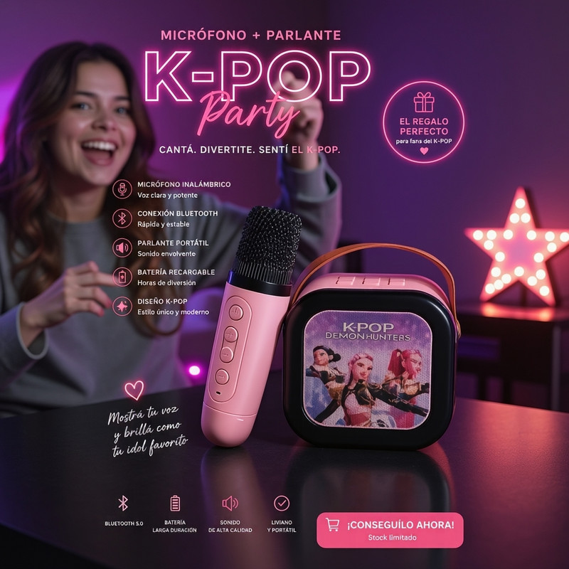 K-Pop Karaoke con un micr&oacute;fono y parlante