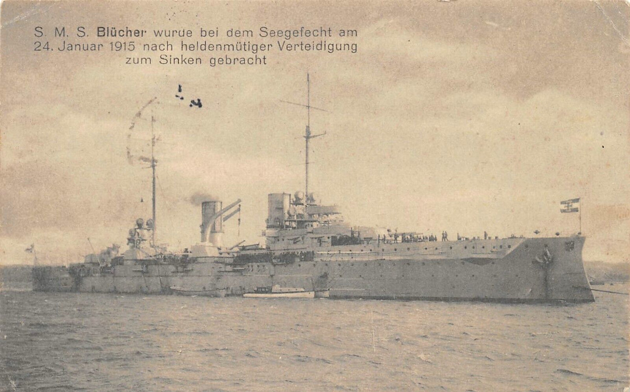 AK S. M. S. Blücher bei Seegefecht 1915 Sonderstempel Kaiserliche Marine Feldpos