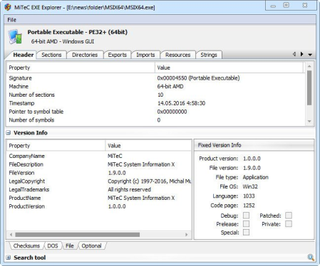 MiTeC EXE Explorer 2.6.0